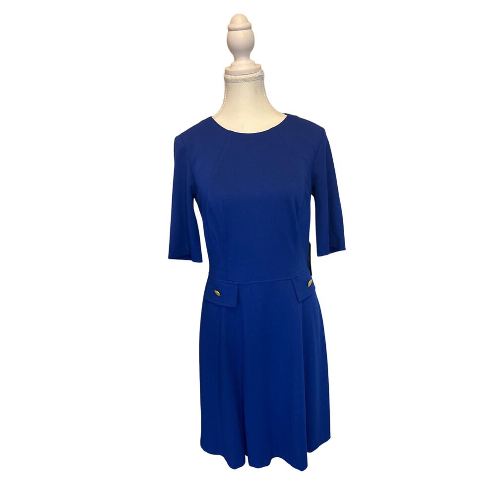 Vince Camuto | (NWT) Royal Blue Short Sleeve Fit & Flare Dress | 8
